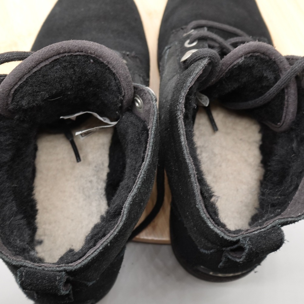 UGG Boots Women 8 Black Suede Bethany Lace Up Sheepskin Booties 1012532 Flaw - Picture 10 of 12